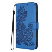 For Samsung Galaxy S25 5G Datura Flower Embossed Flip Leather Phone Case(Blue)