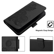 For Samsung Galaxy S25 5G Datura Flower Embossed Flip Leather Phone Case(Black)