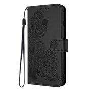 For Samsung Galaxy S25+ 5G Datura Flower Embossed Flip Leather Phone Case(Black)