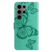 For Samsung Galaxy S25 Ultra 5G 3D Butterfly Embossed Pattern Flip Leather Phone Case(Green)