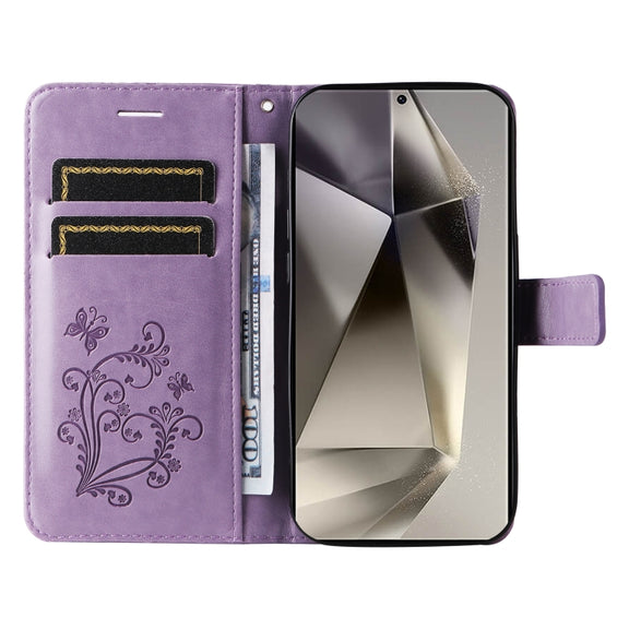 For Samsung Galaxy S25 Ultra 5G 3D Butterfly Embossed Pattern Flip Leather Phone Case(Purple)
