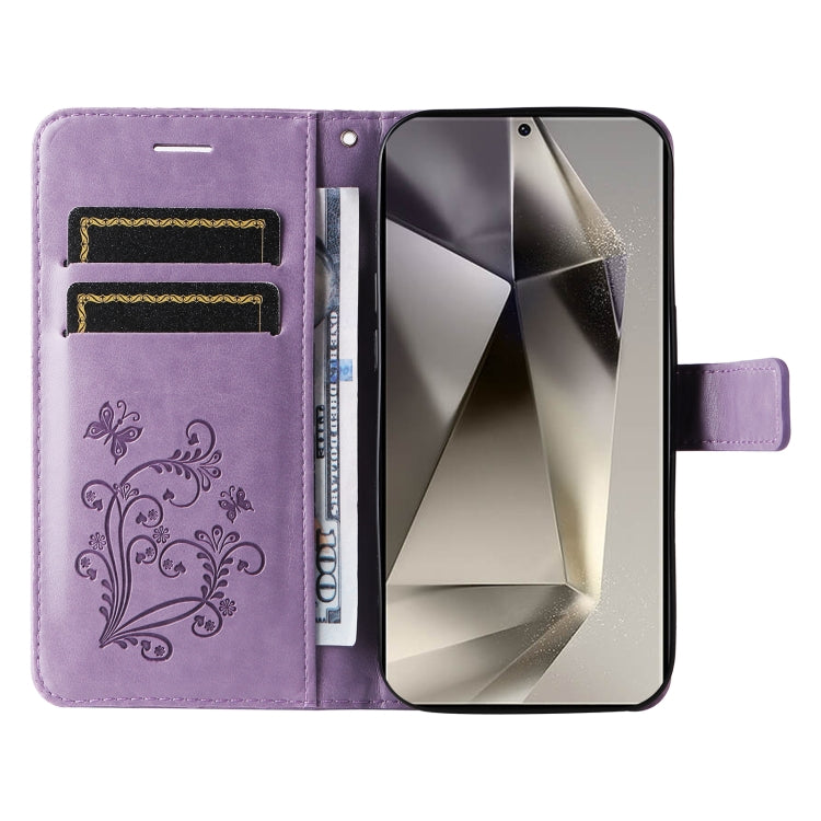 For Samsung Galaxy S25 Ultra 5G 3D Butterfly Embossed Pattern Flip Leather Phone Case(Purple)