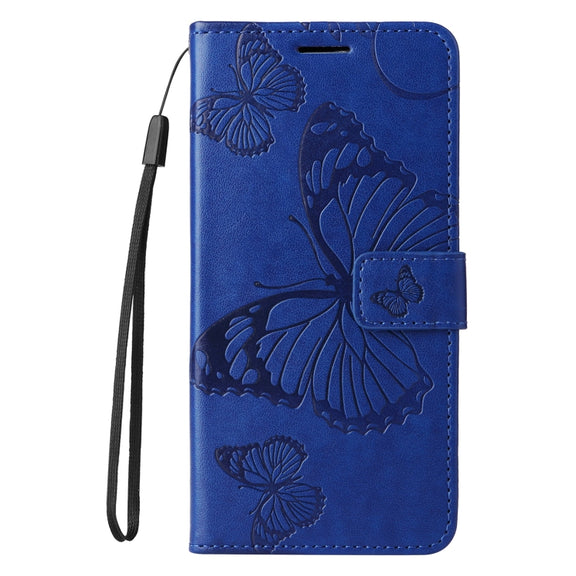 For Samsung Galaxy S25 Ultra 5G 3D Butterfly Embossed Pattern Flip Leather Phone Case(Blue)