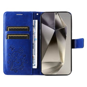For Samsung Galaxy S25 Ultra 5G 3D Butterfly Embossed Pattern Flip Leather Phone Case(Blue)