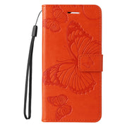For Samsung Galaxy S25 Ultra 5G 3D Butterfly Embossed Pattern Flip Leather Phone Case(Orange)
