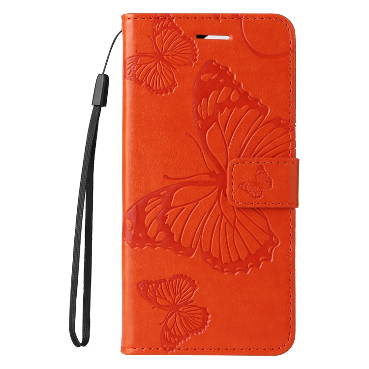 For Samsung Galaxy S25 Ultra 5G 3D Butterfly Embossed Pattern Flip Leather Phone Case(Orange)