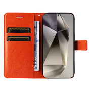 For Samsung Galaxy S25 Ultra 5G 3D Butterfly Embossed Pattern Flip Leather Phone Case(Orange)