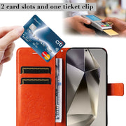 For Samsung Galaxy S25 Ultra 5G 3D Butterfly Embossed Pattern Flip Leather Phone Case(Orange)