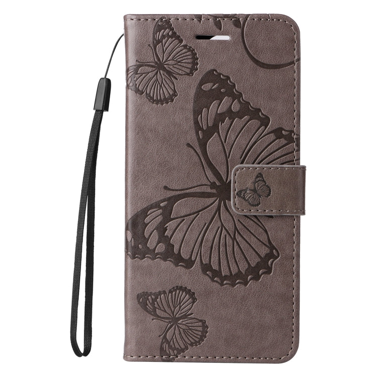 For Samsung Galaxy S25 Ultra 5G 3D Butterfly Embossed Pattern Flip Leather Phone Case(Grey)