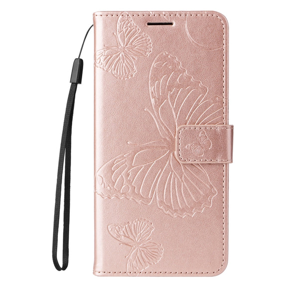 For Samsung Galaxy S25 Ultra 5G 3D Butterfly Embossed Pattern Flip Leather Phone Case(Rose Gold)