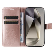 For Samsung Galaxy S25 Ultra 5G 3D Butterfly Embossed Pattern Flip Leather Phone Case(Rose Gold)