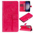 For Samsung Galaxy S25 / S24 5G Tree & Cat Embossed Pattern Flip Leather Phone Case(Rose Red) - Galaxy S25 5G Cases by PMC TechLife | Online Shopping South Africa | PMC TechLife | Buy Now Pay Later Mobicred