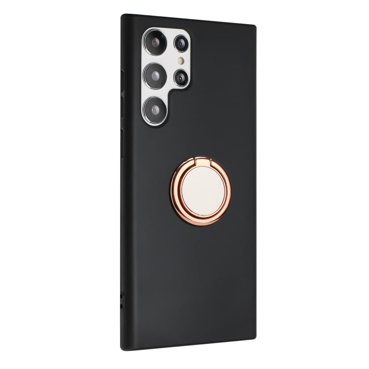 For Samsung Galaxy S25 Ultra 5G Matte Ring Holder TPU Phone Case(Rose Gold)