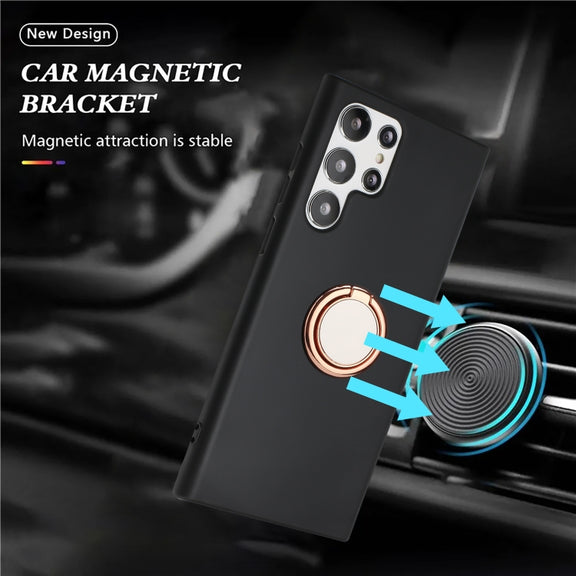 For Samsung Galaxy S25 Ultra 5G Matte Ring Holder TPU Phone Case(Rose Gold)
