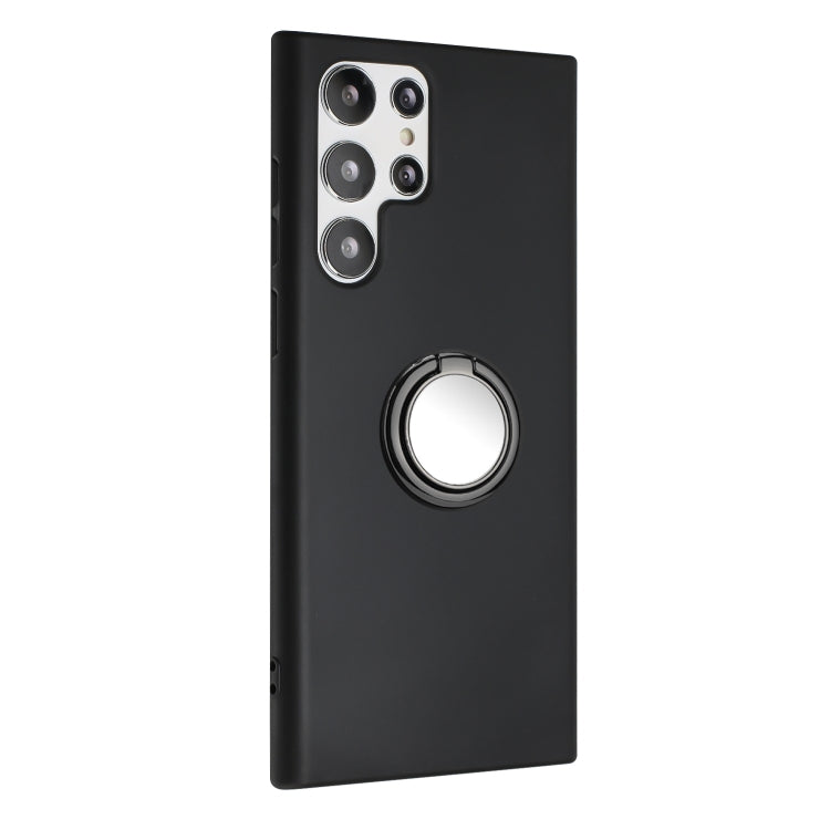 For Samsung Galaxy S25 Ultra 5G Matte Ring Holder TPU Phone Case(Black)