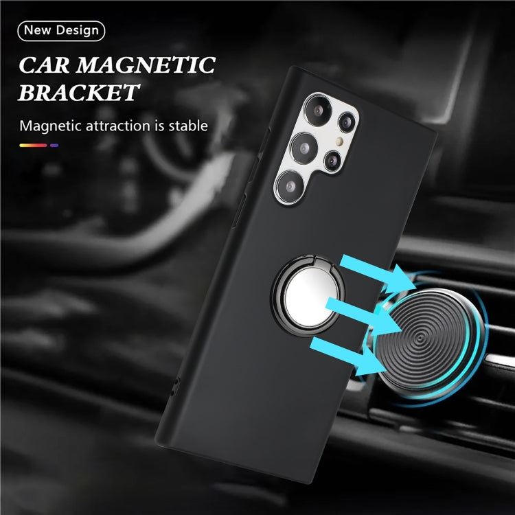 For Samsung Galaxy S25 Ultra 5G Matte Ring Holder TPU Phone Case(Black)