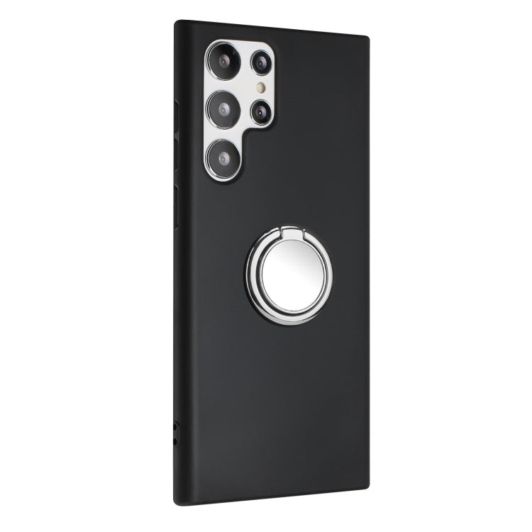 For Samsung Galaxy S25 Ultra 5G Matte Ring Holder TPU Phone Case(Silver)