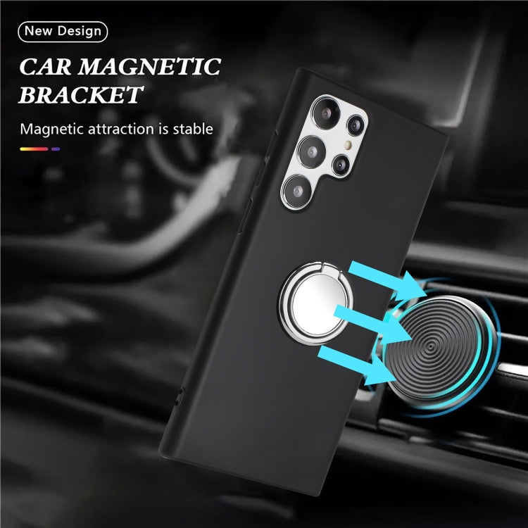 For Samsung Galaxy S25 Ultra 5G Matte Ring Holder TPU Phone Case(Silver)
