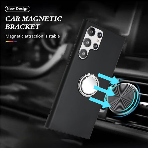For Samsung Galaxy S25 Ultra 5G Matte Ring Holder TPU Phone Case(Silver)