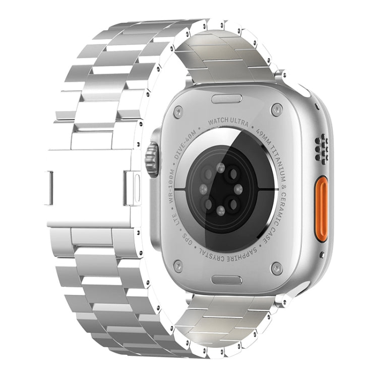 For Apple Watch 46mm / 49mm / 45mm / 44mm Tri-beads Magnetic Titanium Alloy Watch Band(Silver)