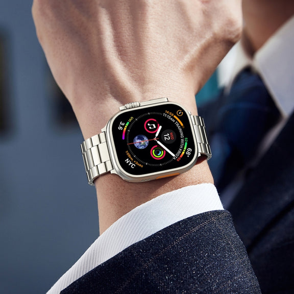 For Apple Watch 42mm / 41mm / 40mm / 38mm Tri-beads Magnetic Titanium Alloy Watch Band(Silver)