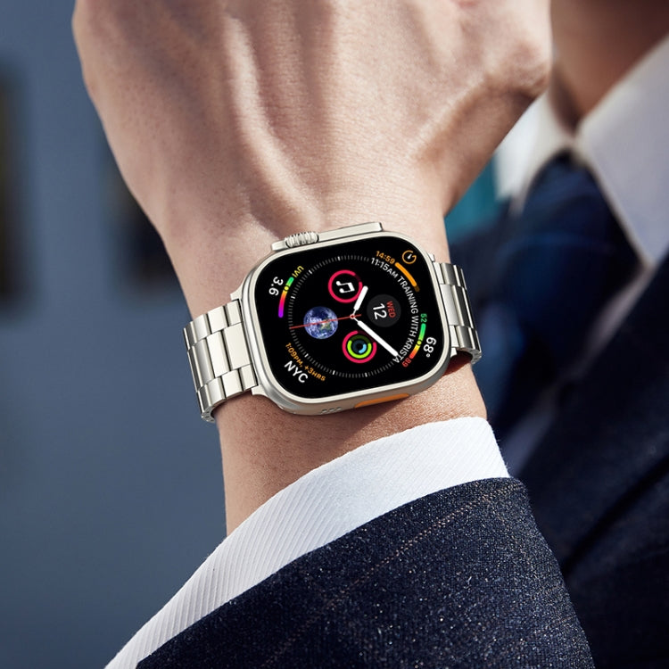 For Apple Watch 46mm / 49mm / 45mm / 44mm Tri-beads Magnetic Titanium Alloy Watch Band(Silver)
