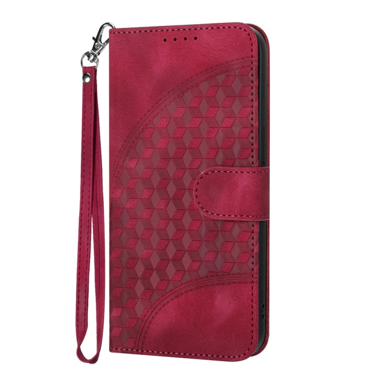 For Samsung Galaxy S25 5G YX0060 Elephant Head Embossed Phone Leather Case with Lanyard(Rose Red)