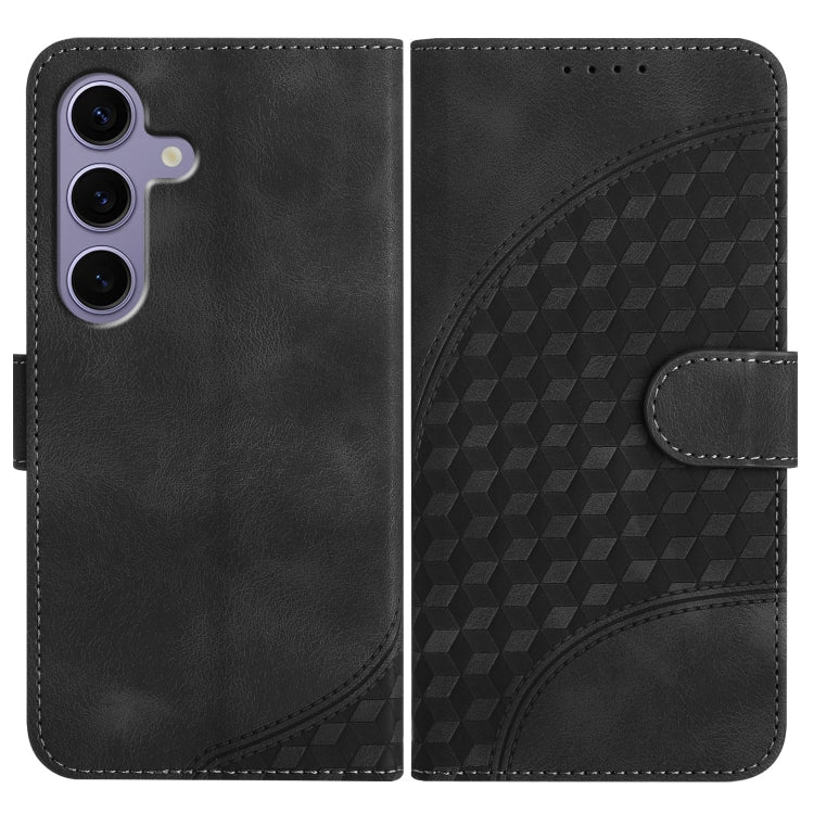 For Samsung Galaxy S25 5G YX0060 Elephant Head Embossed Phone Leather Case with Lanyard(Black)