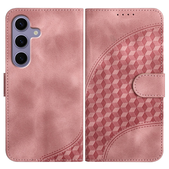 For Samsung Galaxy S25 5G Elephant Head Embossed Phone Leather Case with Lanyard(Pink)