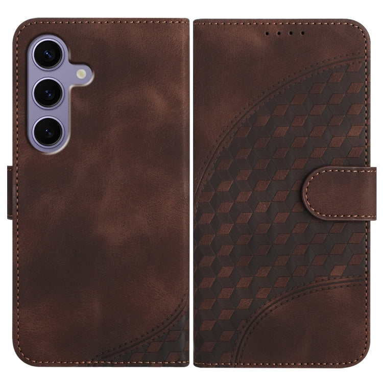 For Samsung Galaxy S25 5G YX0060 Elephant Head Embossed Phone Leather Case with Lanyard(Coffee)