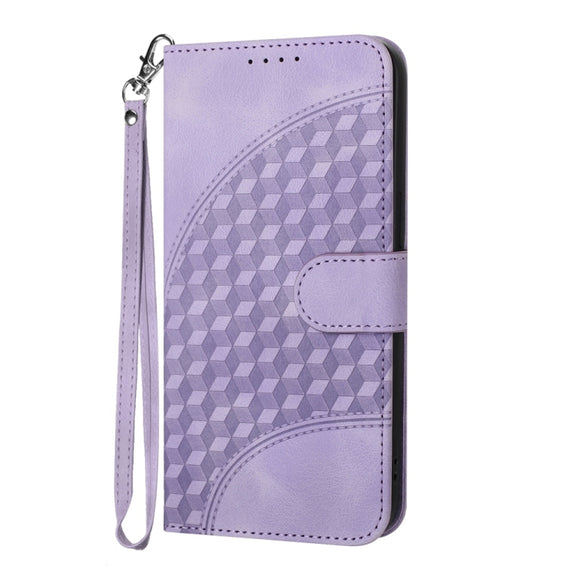 For Samsung Galaxy S25 5G YX0060 Elephant Head Embossed Phone Leather Case with Lanyard(Light Purple)