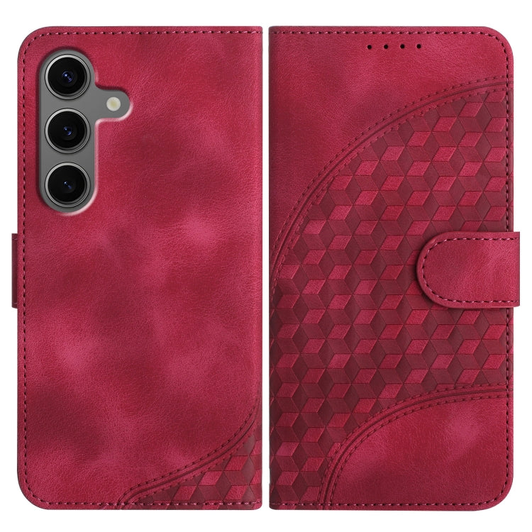 For Samsung Galaxy S25+ 5G YX0060 Elephant Head Embossed Phone Leather Case with Lanyard(Rose Red)