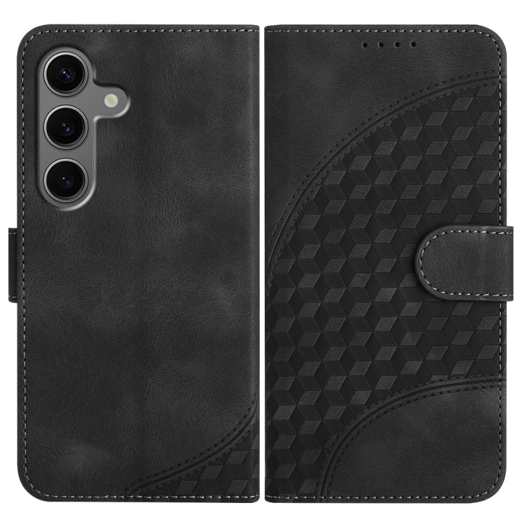 For Samsung Galaxy S25+ 5G Elephant Head Embossed Phone Leather Case with Lanyard(Black)