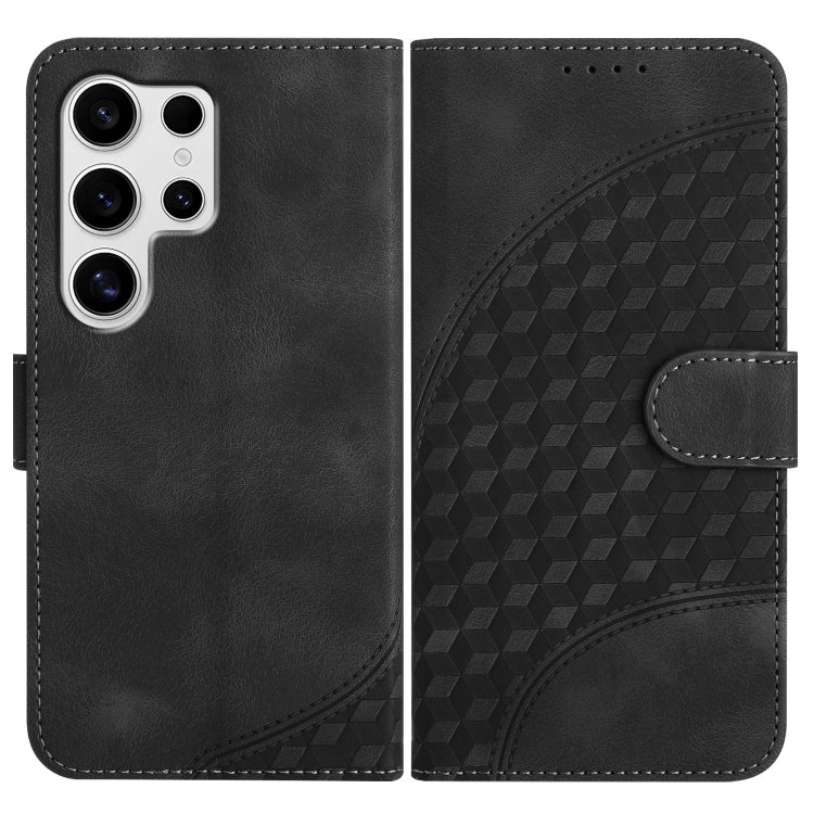 For Samsung Galaxy S25 Ultra 5G YX0060 Elephant Head Embossed Phone Leather Case with Lanyard(Black)