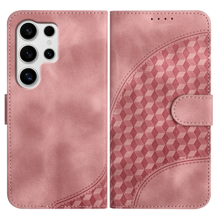For Samsung Galaxy S25 Ultra 5G YX0060 Elephant Head Embossed Phone Leather Case with Lanyard(Pink)