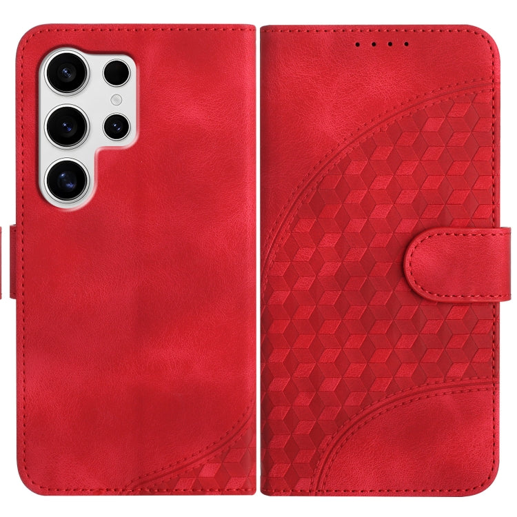 For Samsung Galaxy S25 Ultra 5G YX0060 Elephant Head Embossed Phone Leather Case with Lanyard(Red)