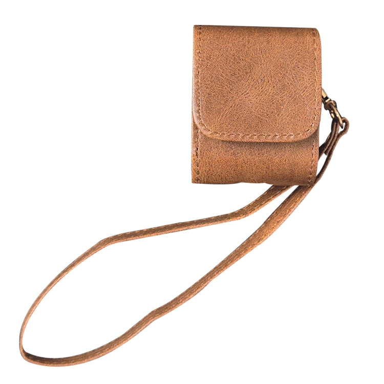 For AirPods 1 / 2 Cowhide Texture PU Headset Shockproof Case(Coffee)