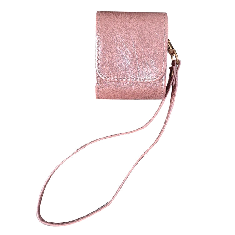 For AirPods 1 / 2 Cowhide Texture PU Headset Shockproof Case(Pink)