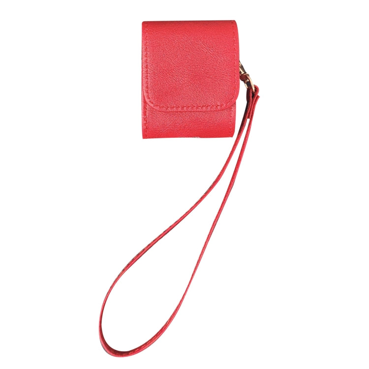 For AirPods 1 / 2 Cowhide Texture PU Headset Shockproof Case(Red)