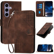For Samsung Galaxy S25 5G YX0080 Grid Butterfly Embossed Pattern Flip Leather Phone Case with Lanyard(Coffee) - Galaxy S25 5G Cases by PMC TechLife | Online Shopping South Africa | PMC TechLife | Buy Now Pay Later Mobicred