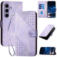 For Samsung Galaxy S25 5G YX0080 Grid Butterfly Embossed Pattern Flip Leather Phone Case with Lanyard(Light Purple) - Galaxy S25 5G Cases by PMC TechLife | Online Shopping South Africa | PMC TechLife | Buy Now Pay Later Mobicred