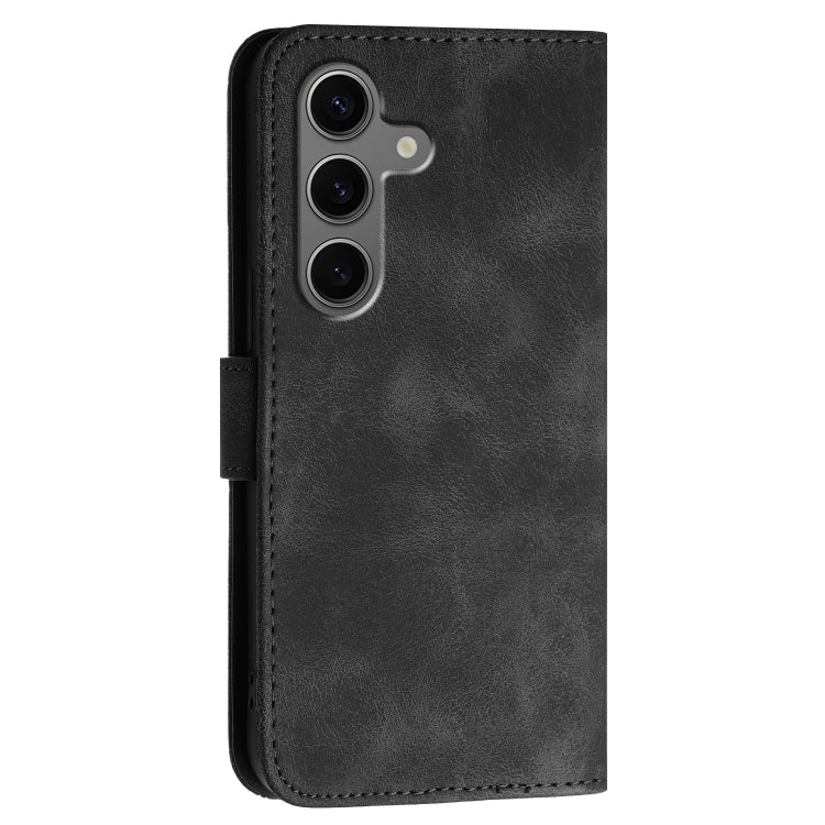 For Samsung Galaxy S25+ 5G YX0080 Grid Butterfly Embossed Pattern Flip Leather Phone Case with Lanyard(Black)