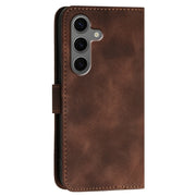For Samsung Galaxy S25+ 5G YX0080 Grid Butterfly Embossed Pattern Flip Leather Phone Case with Lanyard(Coffee)