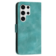 For Samsung Galaxy S25 Ultra 5G YX0080 Grid Butterfly Embossed Pattern Flip Leather Phone Case with Lanyard(Light Blue)