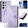 For Samsung Galaxy S25 Ultra 5G Grid Butterfly Embossed Pattern Leather Phone Case with Lanyard(Light Purple) - free shipping - PMC TechLife - Order now!