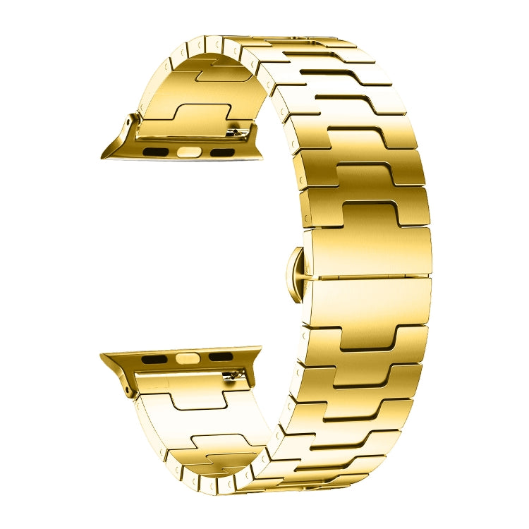 For Apple Watch 46mm / 49mm / 45mm / 44mm Side Release Stainless Steel Watch Band(Gold)