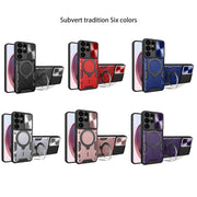 For Samsung Galaxy S25 Ultra 5G CD Texture Sliding Camshield Magnetic Holder Phone Case(Red)