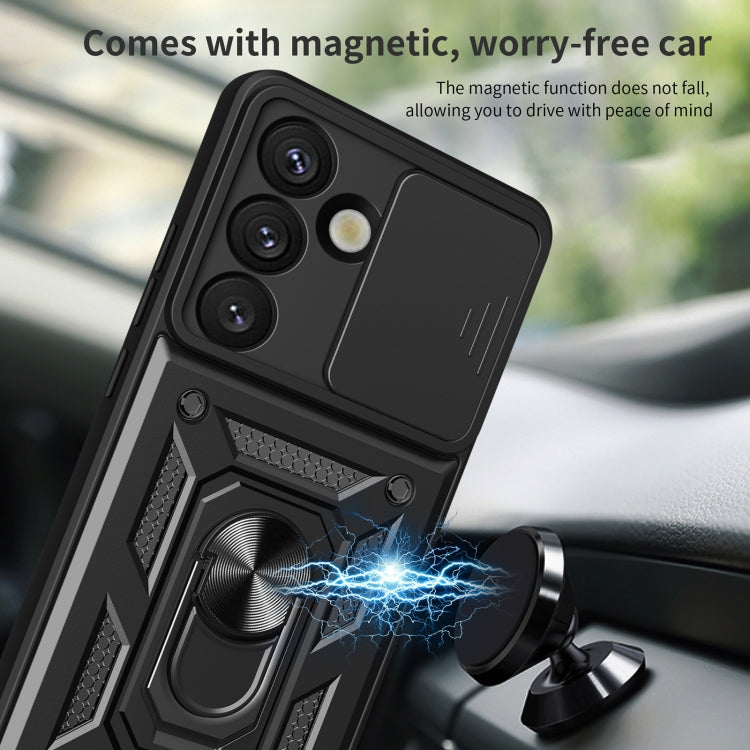 For Samsung Galaxy S25 5G Sliding Camera Cover Design TPU+PC Phone Case(Black)