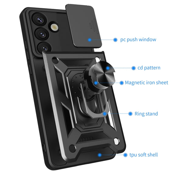 For Samsung Galaxy S25 5G Sliding Camera Cover Design TPU+PC Phone Case(Blue)