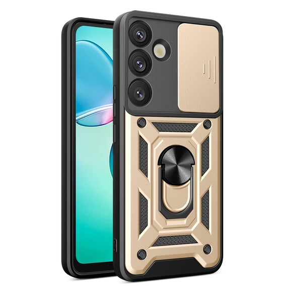 For Samsung Galaxy S25+ 5G Sliding Camera Cover Design TPU+PC Phone Case(Gold)